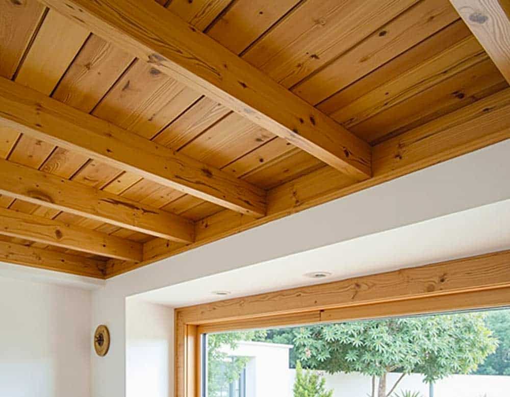 Holzdecke mit Querbalken Holzdecke mit Querbalken