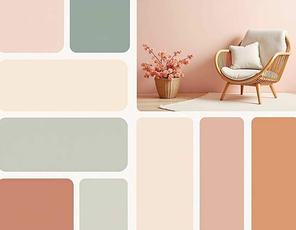 Farbpalette mit beruhigenden Farben im Feng Shui Farbpalette mit beruhigenden Farben im Feng Shui