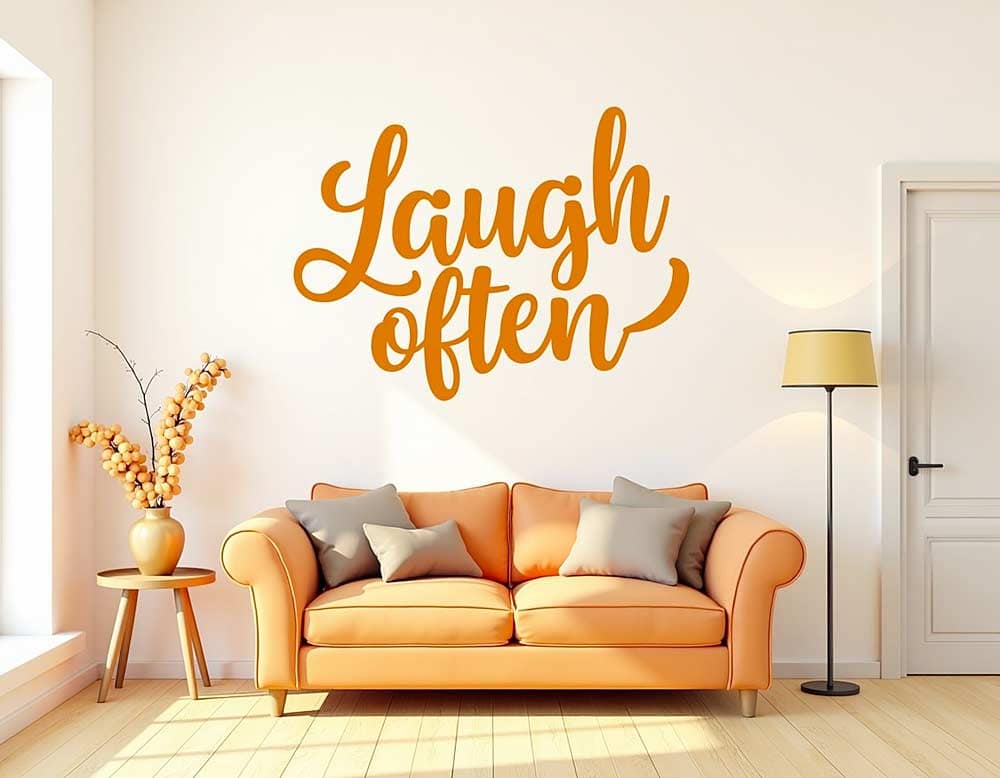 Schriftzug "Lache oft" für die Wand selbst gestaltet Schriftzug "Lache oft" für die Wand selbst gestaltet