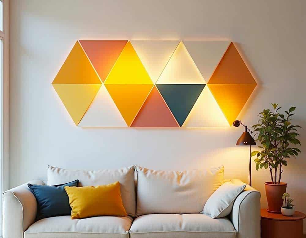 Smart Home Licht-Wanddeko mit Dreiecken Smart Home Licht-Wanddeko mit Dreiecken