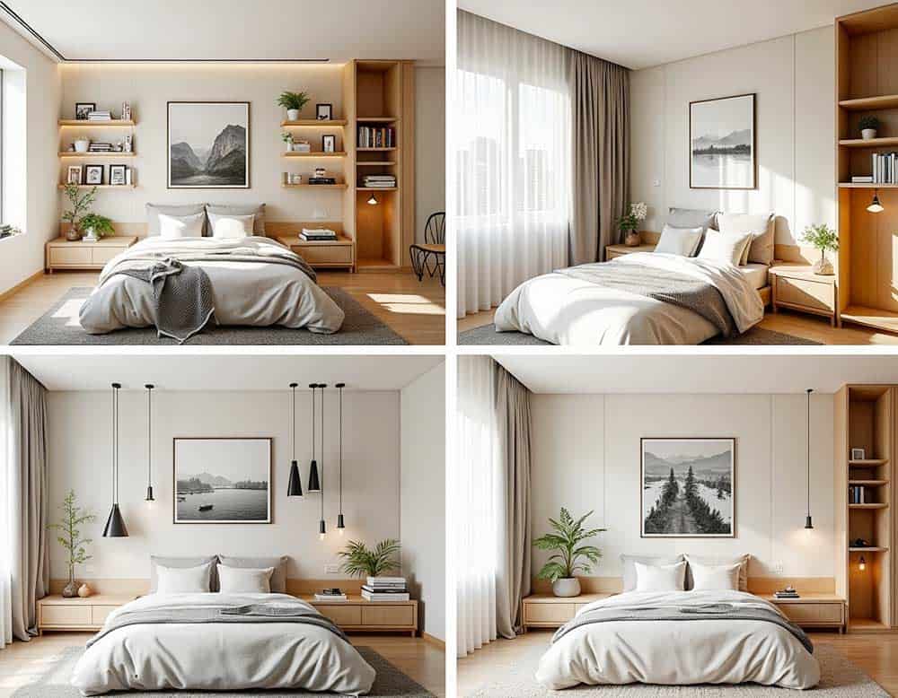 Selbst gestaltete Wände im Zimmer, inklusive Stauraum