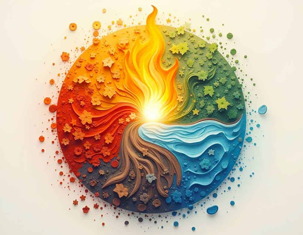 Die fünf Elemente – Holz, Feuer, Erde, Metall und Wasser des Feng Shui Die fünf Elemente – Holz, Feuer, Erde, Metall und Wasser des Feng Shui